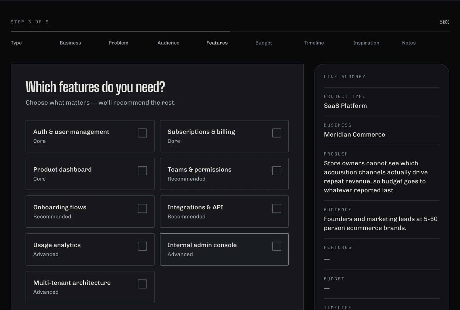 The Build Lab scoping console.